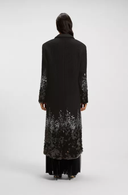 Formal coat with sequin embellishments