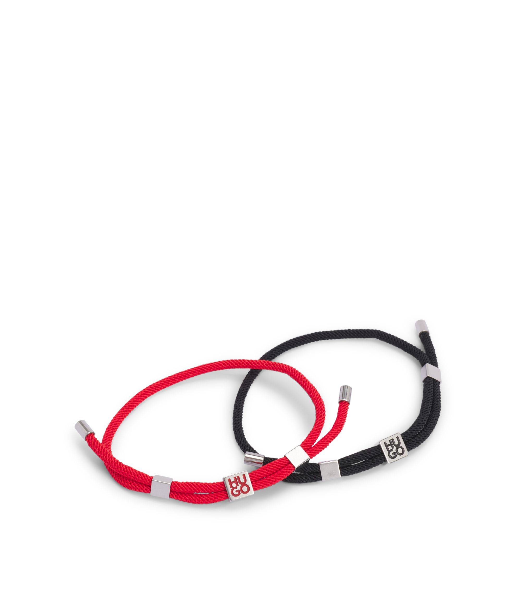 Zweierpack Kordel-Armbänder mit Logo-Schmuckteilen