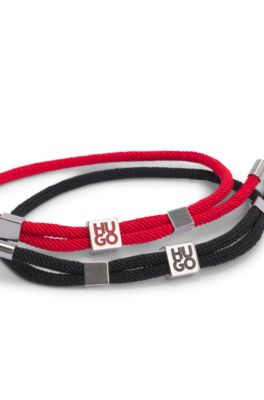 Two-pack of cord cuffs with logo plaques, Patterned