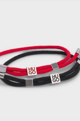 Two-pack of cord cuffs with logo plaques, Patterned