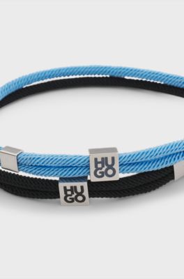 Two-pack of cord cuffs with logo plaques, Patterned