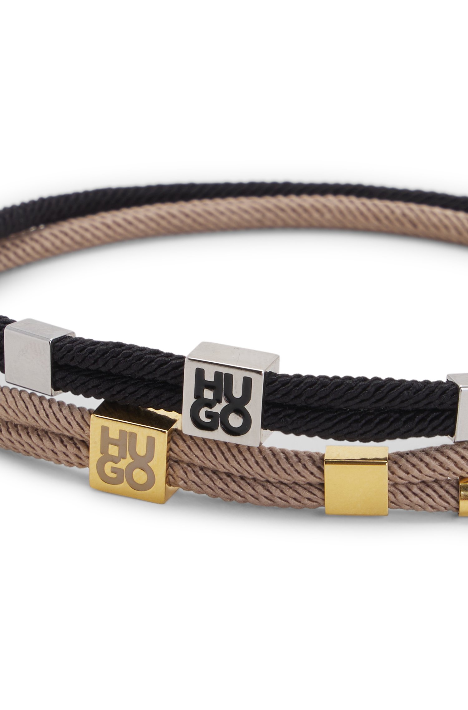 Hugo Two-pack of cord cuffs with logo plaques armband herr – bild 2