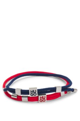 Two-pack of cord cuffs with logo plaques, Patterned