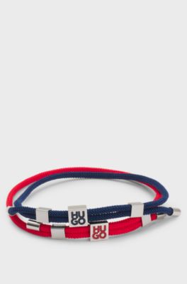 Two-pack of cord cuffs with logo plaques, Patterned