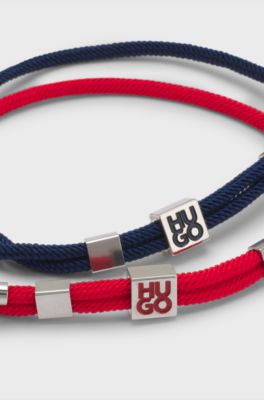 Two-pack of cord cuffs with logo plaques, Patterned