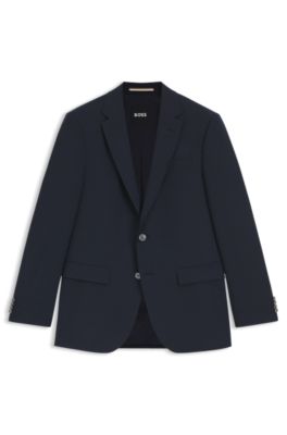 Regular-fit suit jacket in micro-patterned stretch fabric, Blue