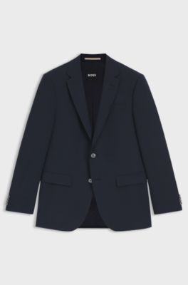 Regular-fit suit jacket in micro-patterned stretch fabric, Blue
