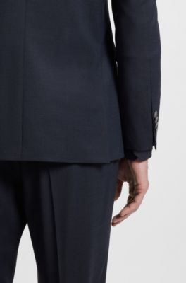 Regular-fit suit jacket in micro-patterned stretch fabric, Blue