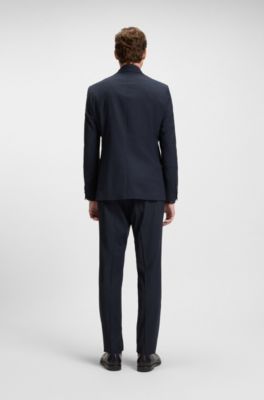Regular-fit suit jacket in micro-patterned stretch fabric, Blue