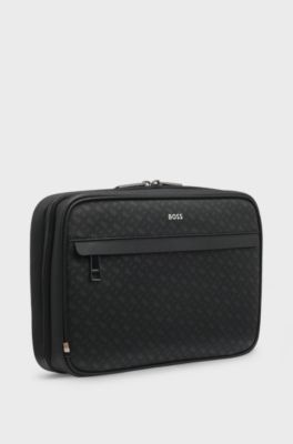 Monogram washbag with foil-embossed logo, Black