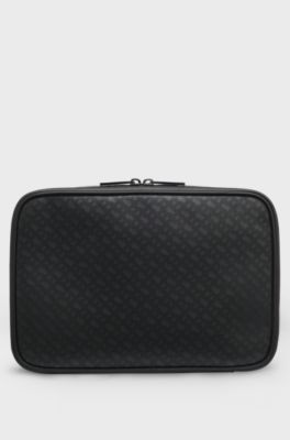 Monogram washbag with foil-embossed logo, Black