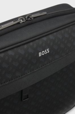 Monogram washbag with foil-embossed logo, Black