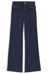 Flared jeans in blue Italian stretch denim, Dark Blue