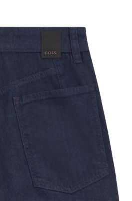 Flared jeans in blue Italian stretch denim, Dark Blue