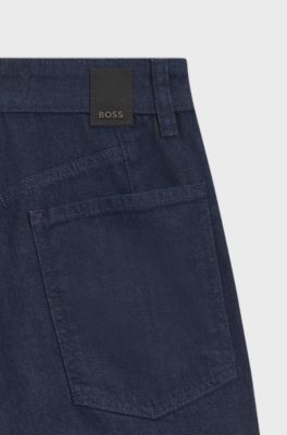 Jeans svasati in denim elasticizzato italiano blu, Blu scuro