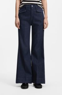 Flared jeans in blue Italian stretch denim, Dark Blue