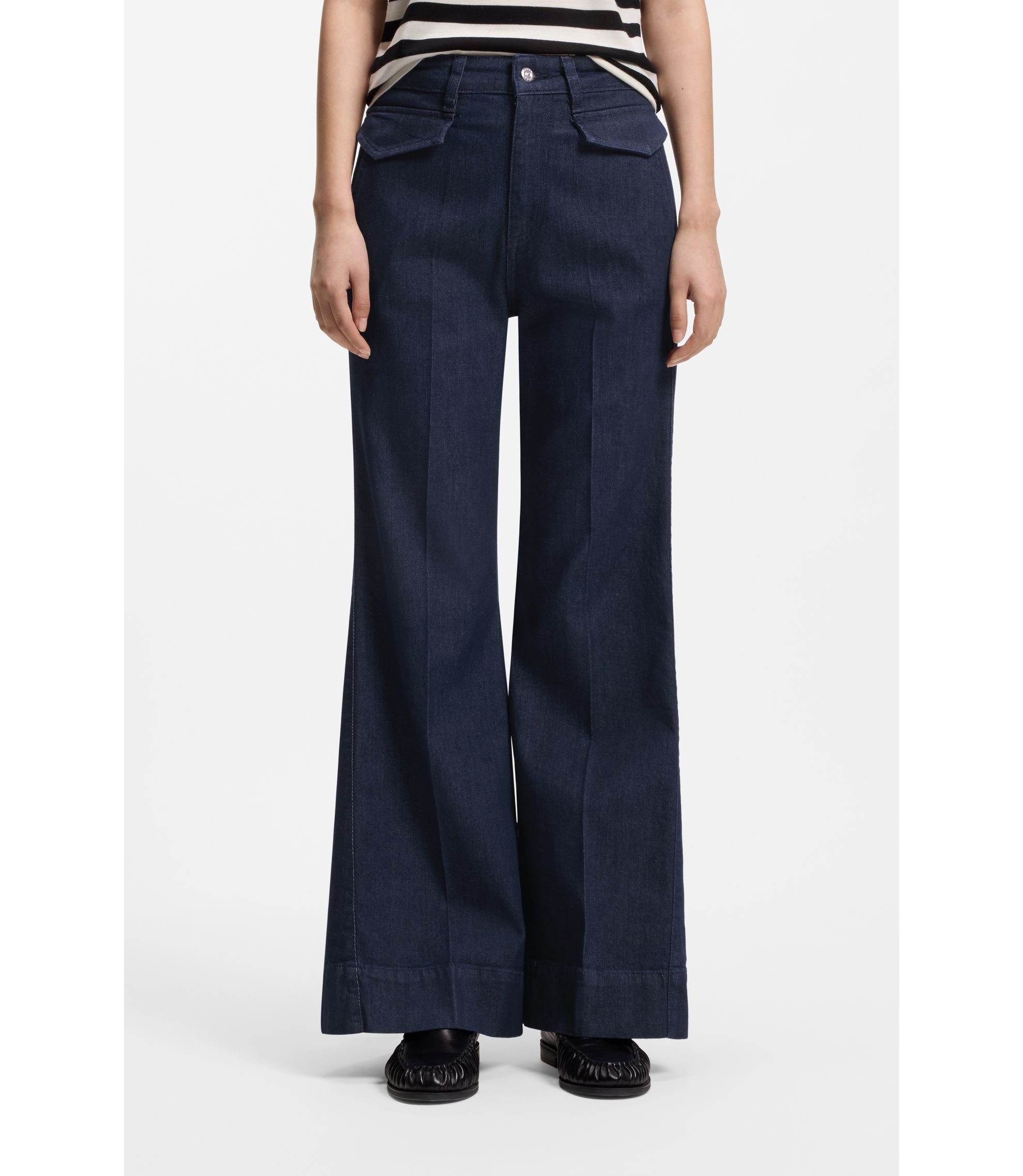 Flare-Fit Jeans aus blauem italienischem Stretch-Denim