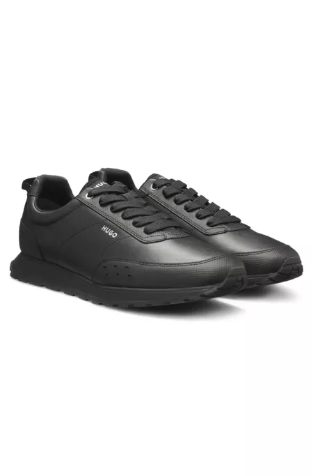 Running-inspired trainers in faux leather with structured details