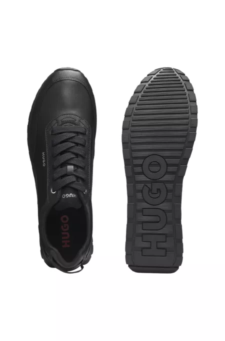 Running-inspired trainers in faux leather with structured details