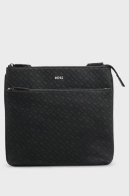 Monogram envelope bag with foil-embossed logo, Black
