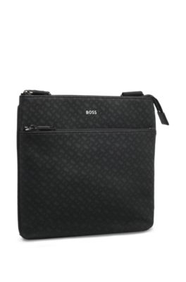 Monogram envelope bag with foil-embossed logo, Black