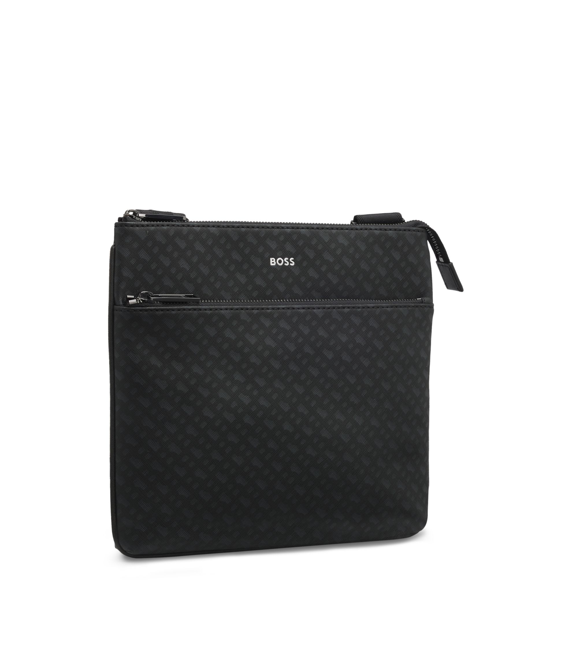 BOSS - Monogram envelope bag with foil-embossed logo - Black