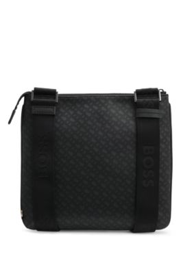 Monogram envelope bag with foil-embossed logo, Black