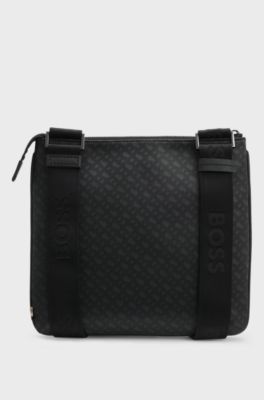 Monogram envelope bag with foil-embossed logo, Black