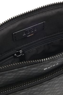 Monogram envelope bag with foil-embossed logo, Black