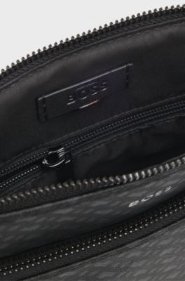 Monogram envelope bag with foil-embossed logo, Black