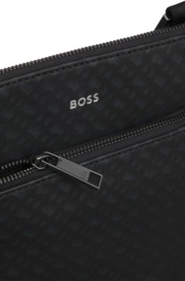 Monogram envelope bag with foil-embossed logo, Black