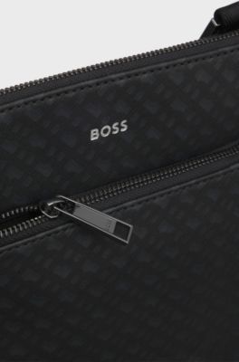 Monogram envelope bag with foil-embossed logo, Black