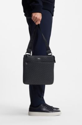 Monogram envelope bag with foil-embossed logo, Black