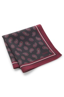 Pocket square with paisley print, Red Patterned