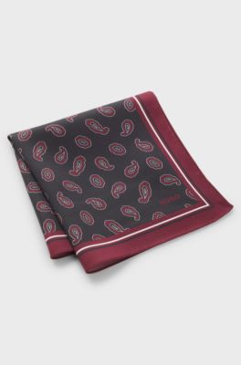 Pocket square with paisley print, Red Patterned
