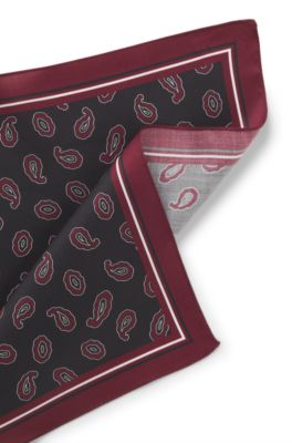 Pocket square with paisley print, Red Patterned