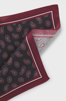 Pocket square with paisley print, Red Patterned