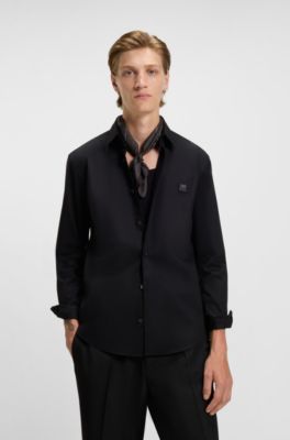 Bandana with digital print blended with silk, Black Patterned