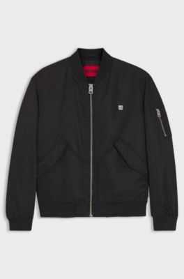 Water-repellent bomber jacket with stacked logo, Black