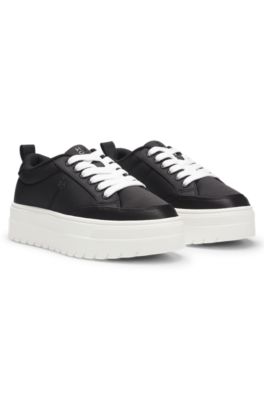 Platform trainers with satin-effect uppers, Black
