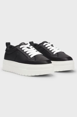 Platform trainers with satin-effect uppers, Black