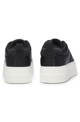 Platform trainers with satin-effect uppers, Black