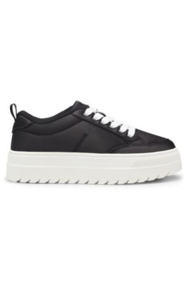 Platform trainers with satin-effect uppers, Black