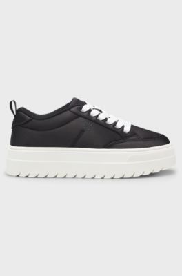 Platform trainers with satin-effect uppers, Black