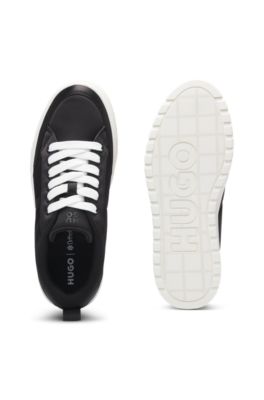 Platform trainers with satin-effect uppers, Black