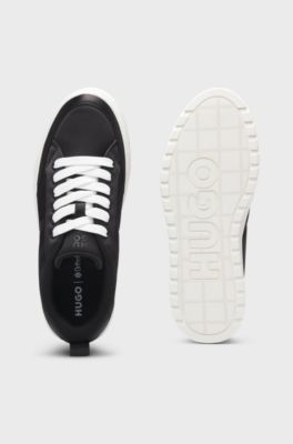 Platform trainers with satin-effect uppers, Black