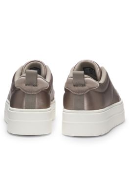 Platform trainers with satin-effect uppers, Light Beige