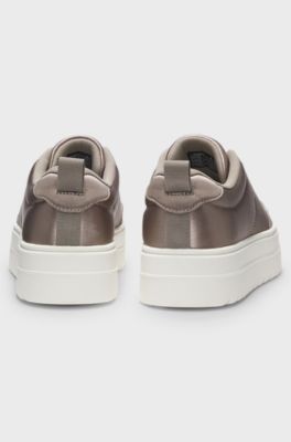 Platform trainers with satin-effect uppers, Light Beige