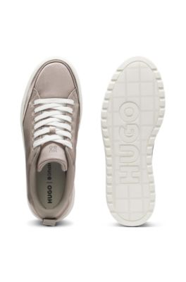 Platform trainers with satin-effect uppers, Light Beige