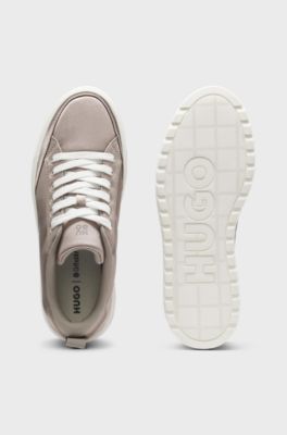 Platform trainers with satin-effect uppers, Light Beige